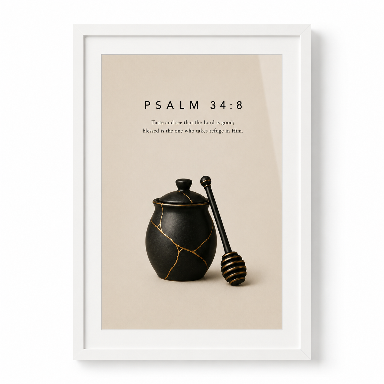 Psalm 34:8 Christian Wall Art | Taste and See the Lord Is Good | Premium Metal Framed Print