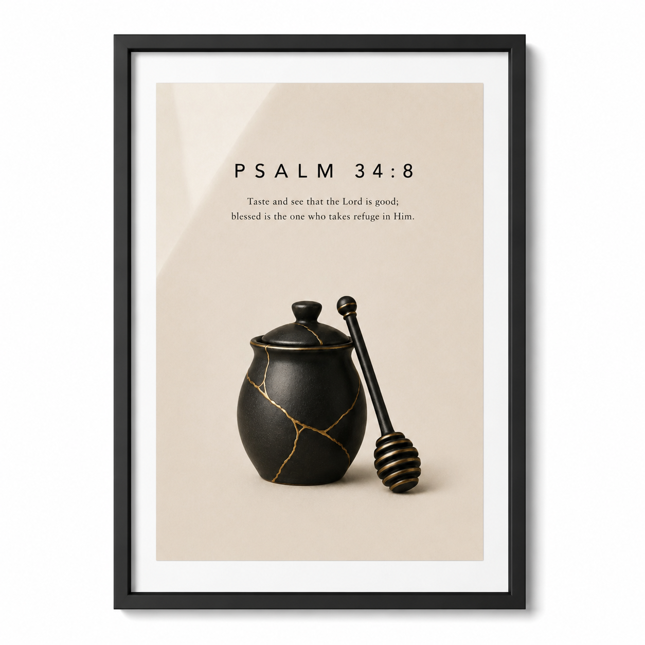 Psalm 34:8 Christian Wall Art | Taste and See the Lord Is Good | Premium Metal Framed Print