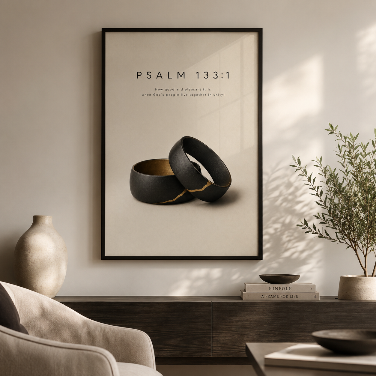 Psalm 133:1 Christian Wall Art | How Good and Pleasant It Is | Premium Metal Framed Print