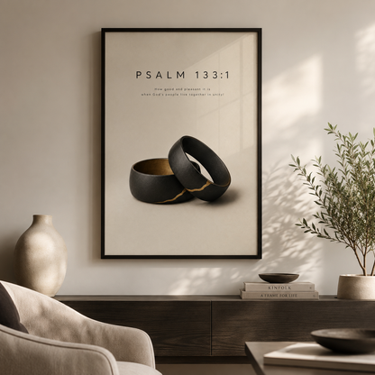 Psalm 133:1 Christian Wall Art | How Good and Pleasant It Is | Premium Metal Framed Print
