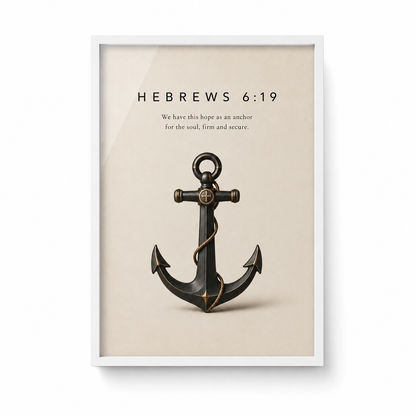 Hebrews 6:19 Christian Wall Art | Anchor for the Soul | Premium Metal Framed Print