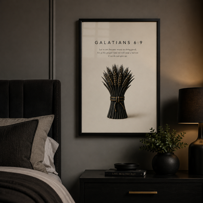 Galatians 6:9 Christian Wall Art | Do Not Grow Weary | Premium Metal Framed Print