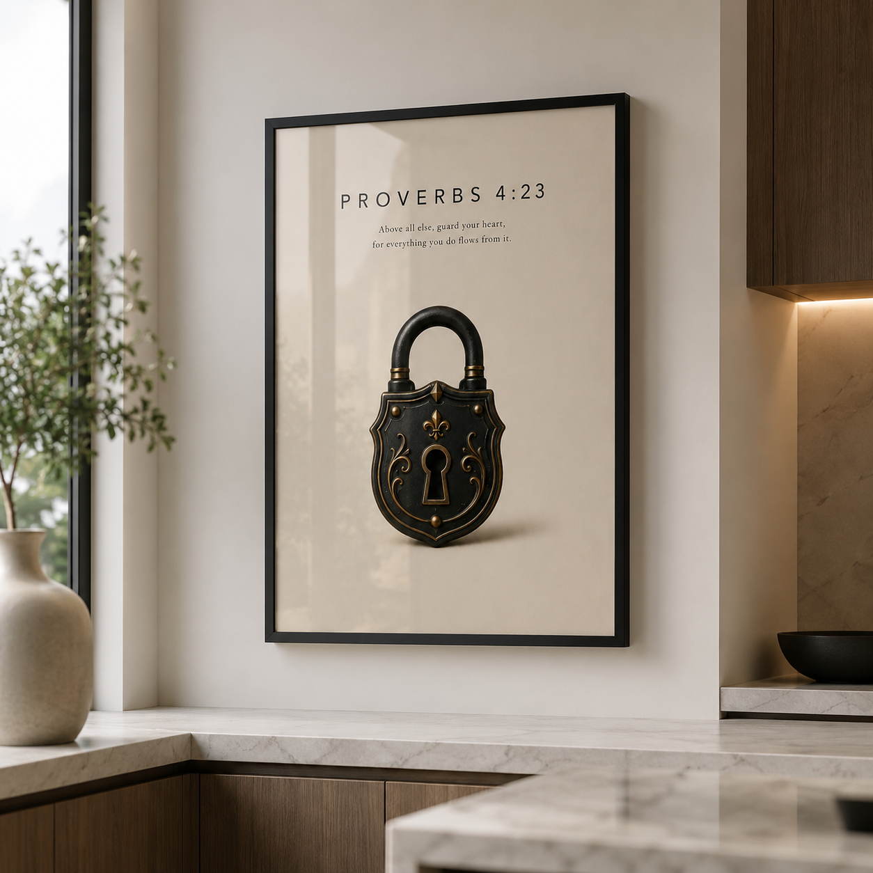 Proverbs 4:23 Christian Wall Art | Guard Your Heart | Premium Metal Framed Print