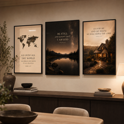 Go Into All the World – Mark 16:15 Christian Wall Art | Premium Wooden Framed Scripture Print