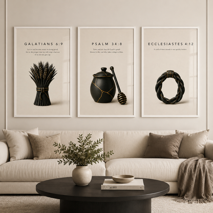 Ecclesiastes 4:12 Christian Wall Art | A Cord of Three Strands | Premium Metal Framed Print