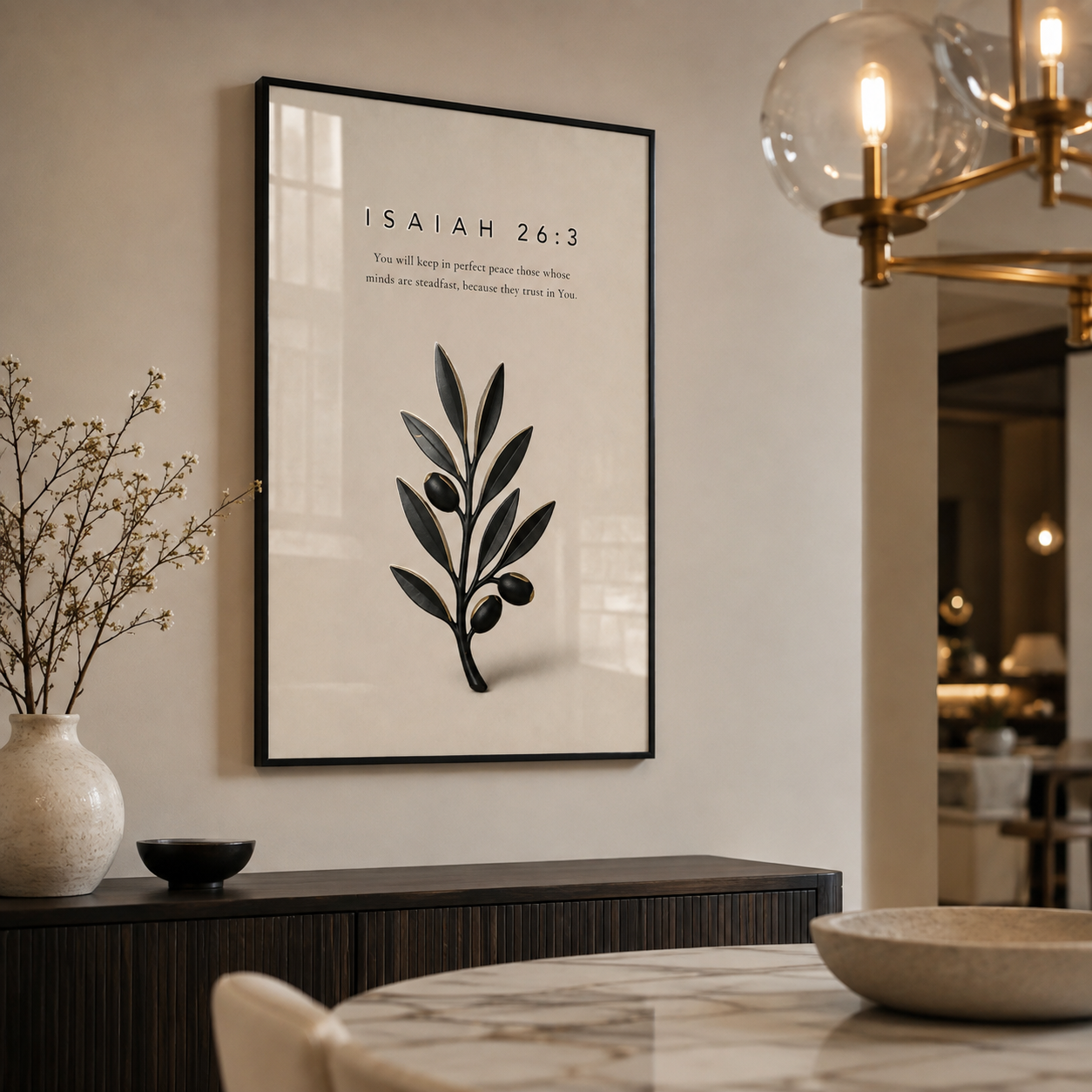 Isaiah 26:3 Christian Wall Art | Perfect Peace | Premium Metal Framed Print