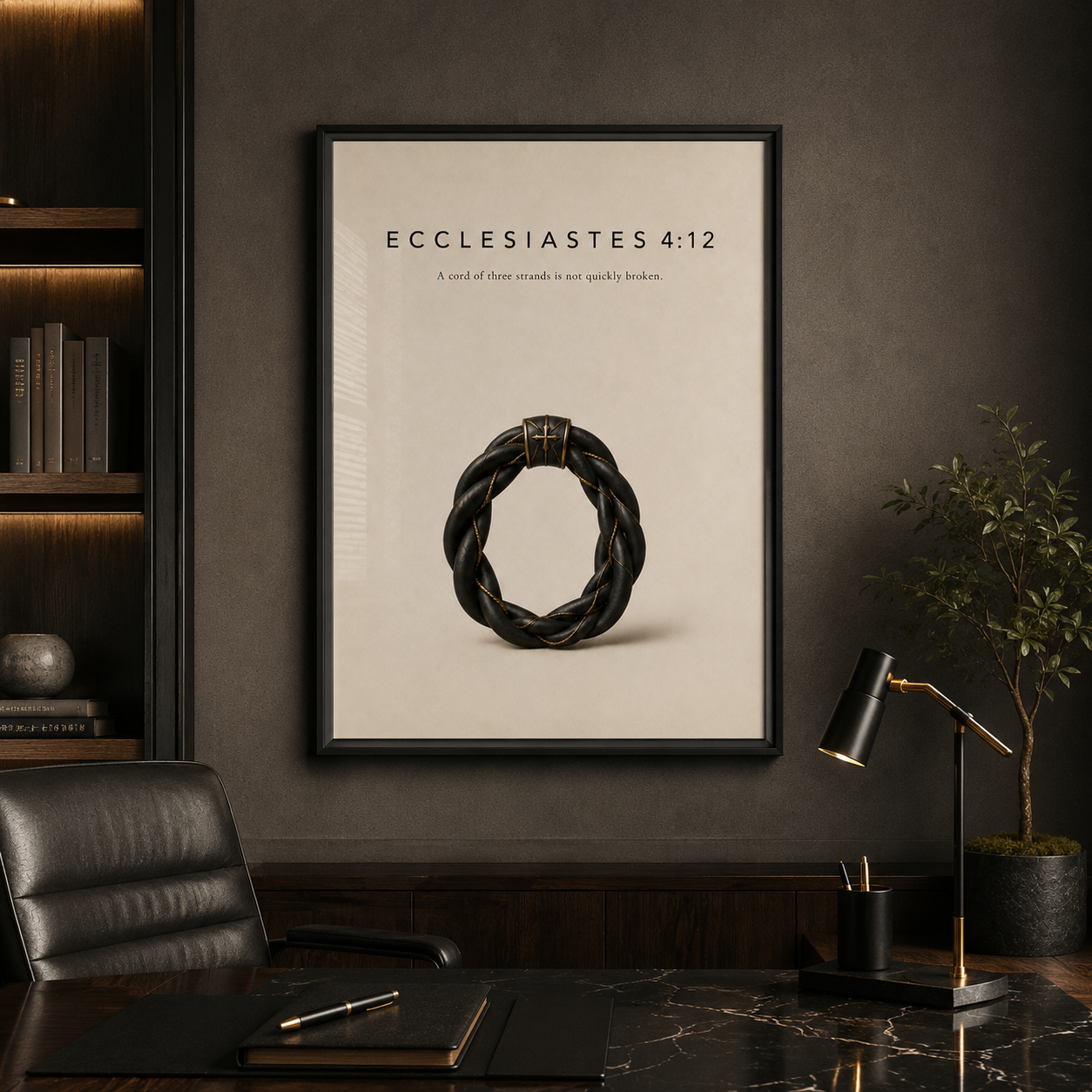 Ecclesiastes 4:12 Christian Wall Art | A Cord of Three Strands | Premium Metal Framed Print