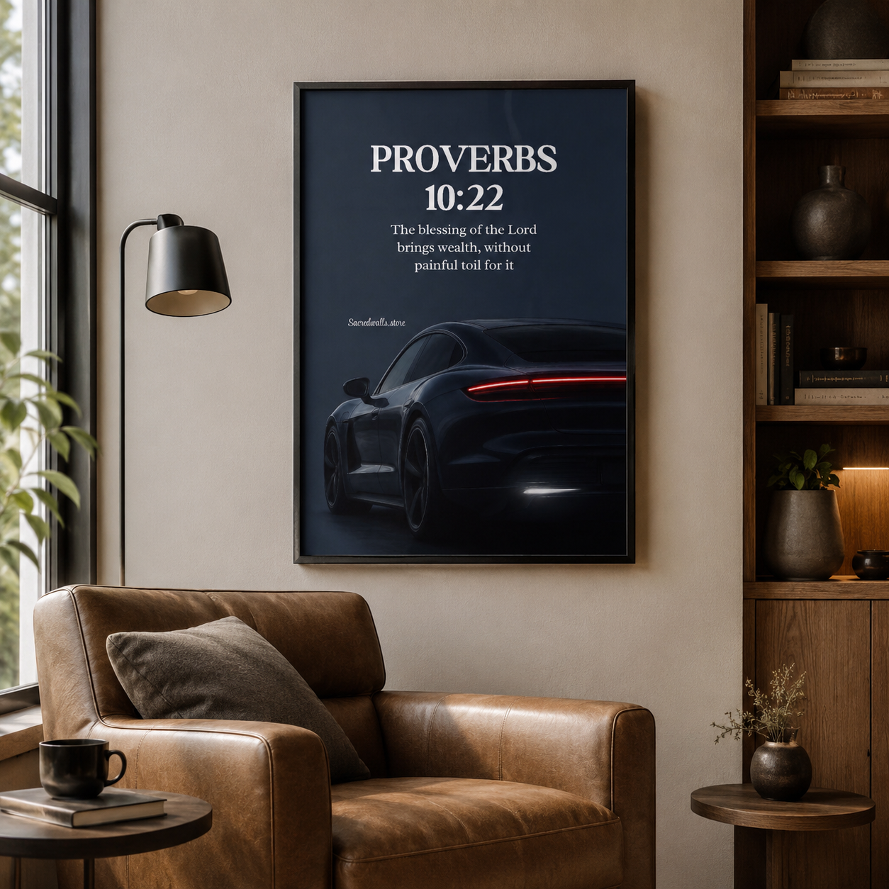 Proverbs 10:22 Christian Porsche Wall Art | Premium Metal Framed Bible Verse Print