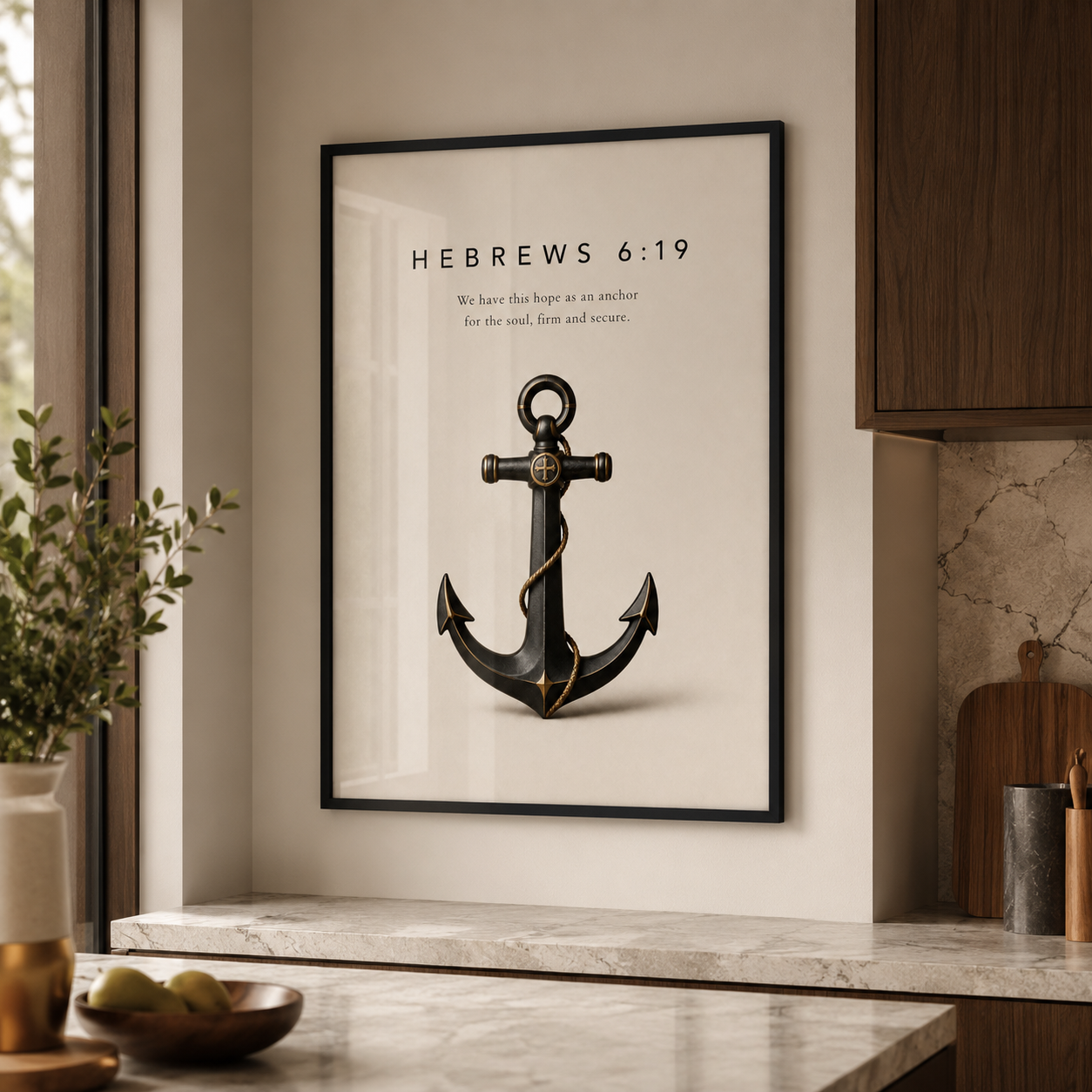 Hebrews 6:19 Christian Wall Art | Anchor for the Soul | Premium Metal Framed Print
