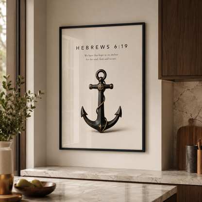 Hebrews 6:19 Christian Wall Art | Anchor for the Soul | Premium Metal Framed Print